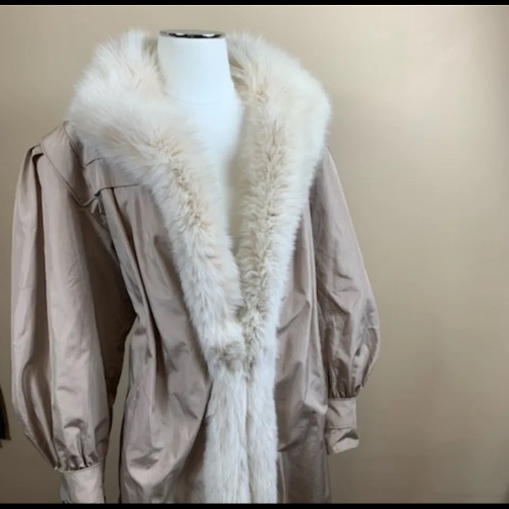 Fox trimmed and rabbit lined real fur coat